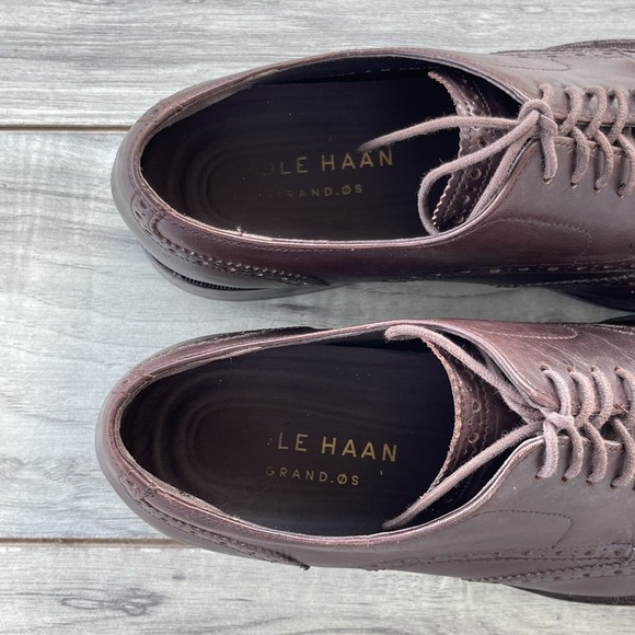COLE HAAN Grand OS Wingtip Oxfords Men 8M Brown Leather Watson Brogue Dress Shoe - Picture 4 of 11